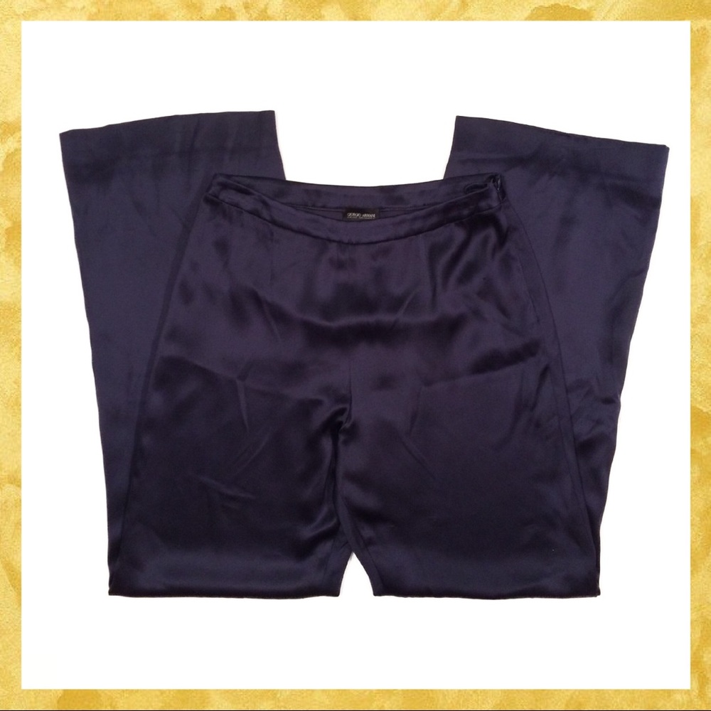 Giorgio Armani Satin Silk High Waisted Pants